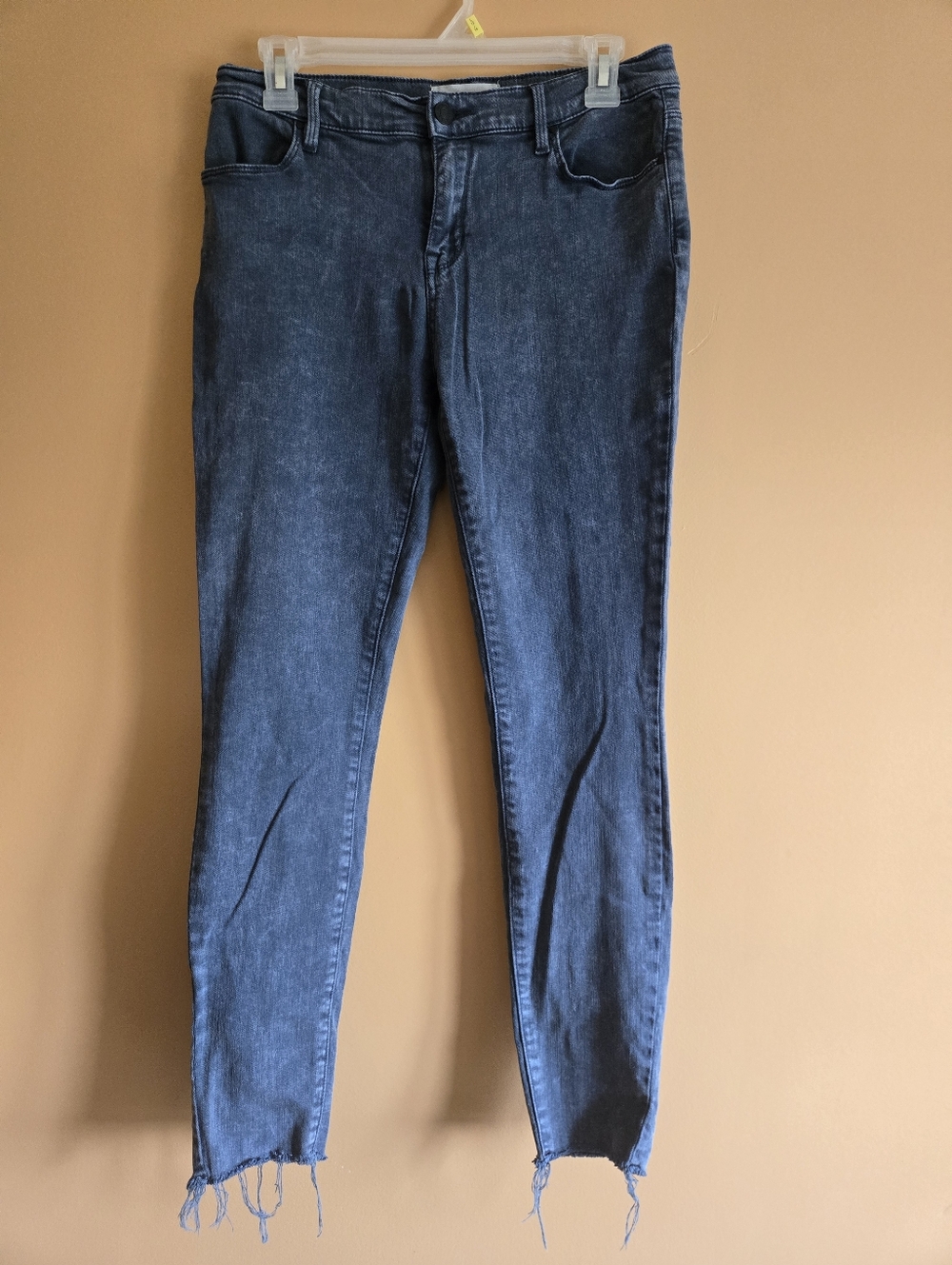 Pacsun Super Stretch Dark Blue Frayed Hem Ankle Jeggings, 28